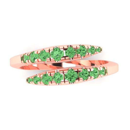 0.235 cttw Simulated Green Diamond Round Cut Rose Gold Eternity Wedding Band