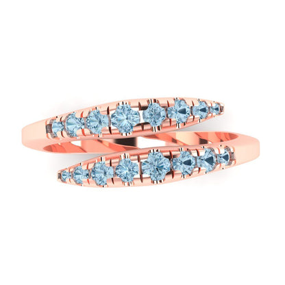 0.235 cttw Natural Aquamarine Round Cut Rose Gold Eternity Wedding Band