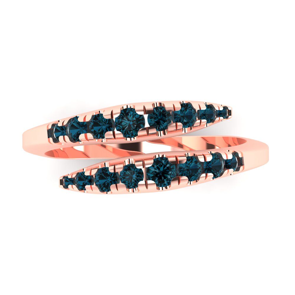 0.235 cttw Natural London Blue Topaz Round Cut Rose Gold Eternity Wedding Band
