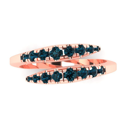 0.235 cttw Natural London Blue Topaz Round Cut Rose Gold Eternity Wedding Band