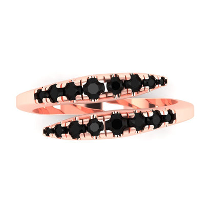 0.235 cttw Natural Onyx Round Cut Rose Gold Eternity Wedding Band