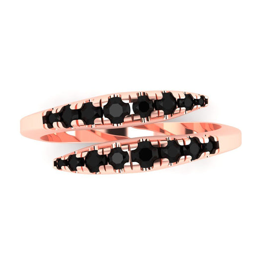 0.235 cttw Natural Onyx Round Cut Rose Gold Eternity Wedding Band