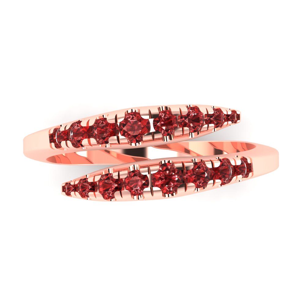 0.235 cttw Natural Garnet Round Cut Rose Gold Eternity Wedding Band