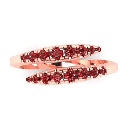 0.235 cttw Natural Garnet Round Cut Rose Gold Eternity Wedding Band