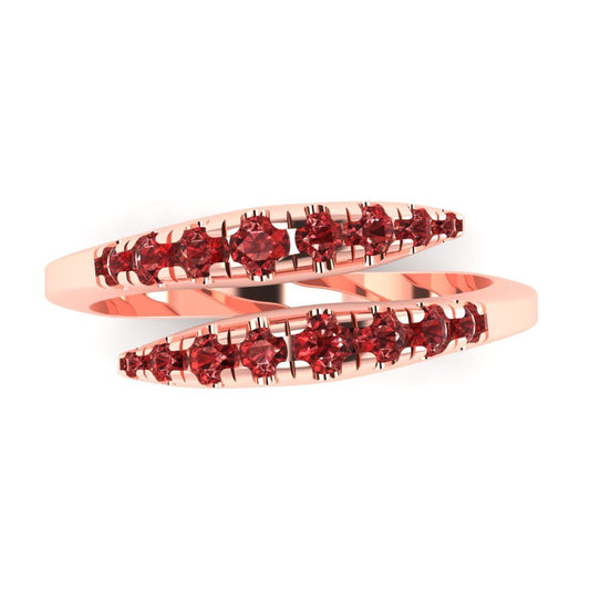 0.235 cttw Natural Garnet Round Cut Rose Gold Eternity Wedding Band