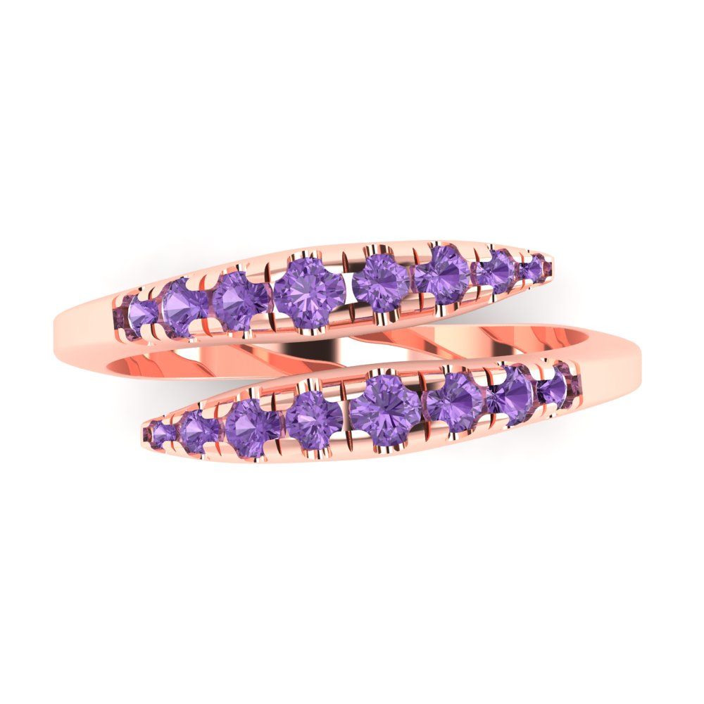 0.235 cttw Simulated Alexandrite Round Cut Rose Gold Eternity Wedding Band