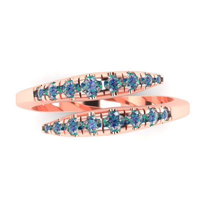 0.235 cttw Blue Moissanite Round Cut Rose Gold Eternity Wedding Band