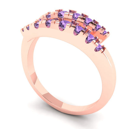0.235 cttw Simulated Alexandrite Round Cut Rose Gold Eternity Wedding Band
