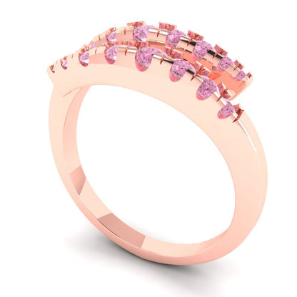 0.235 cttw Simulated Pink Diamond Round Cut Rose Gold Eternity Wedding Band