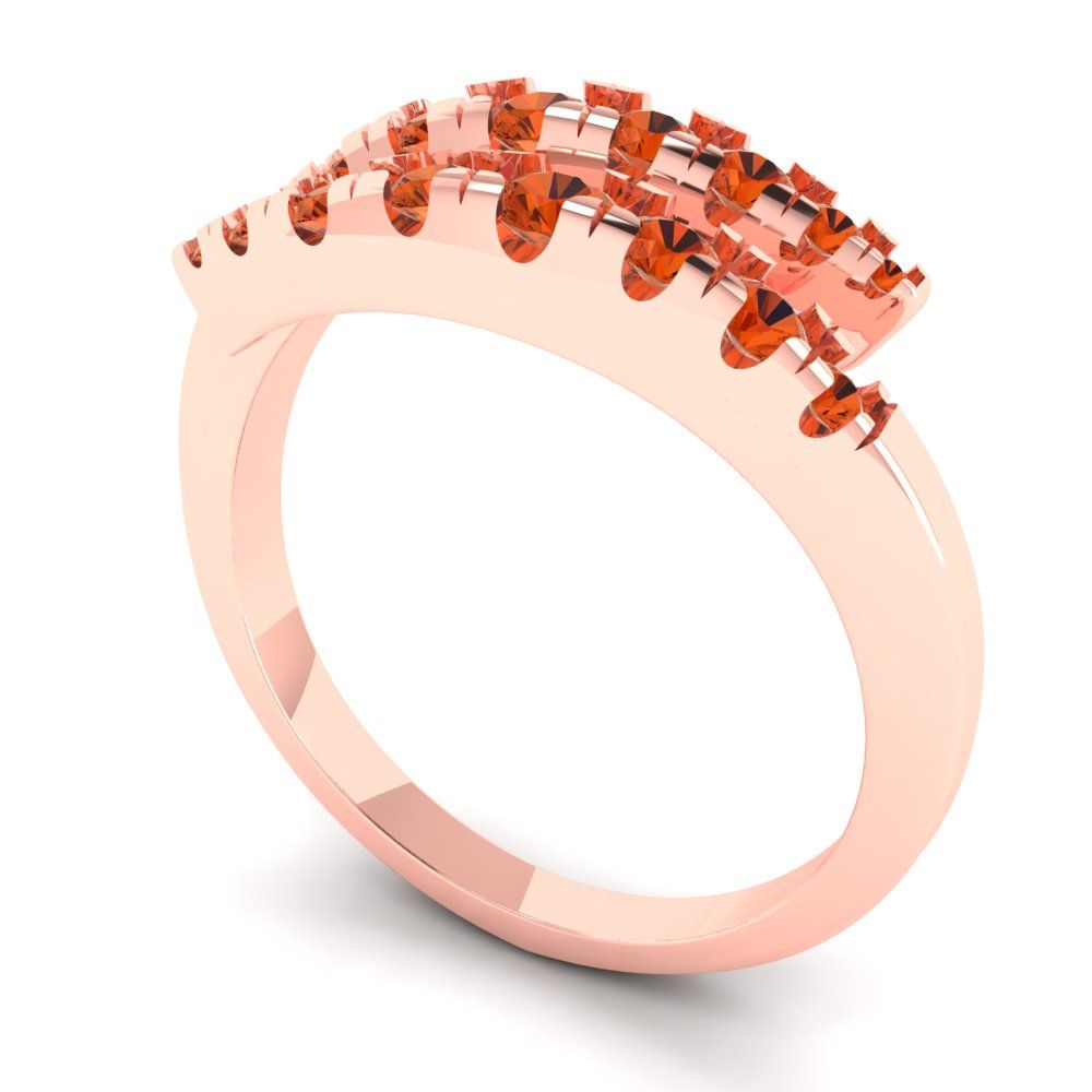 0.235 cttw Simulated Red Diamond Round Cut Rose Gold Eternity Wedding Band
