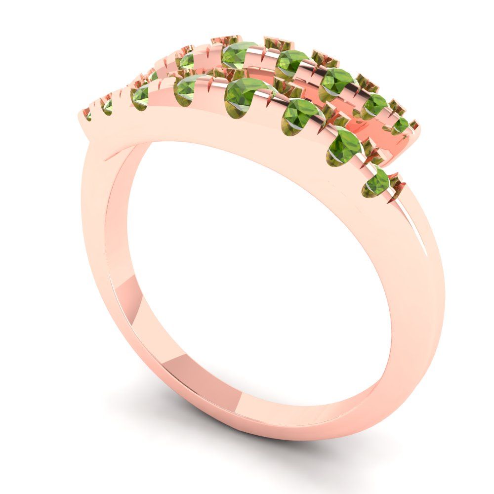 0.235 cttw Natural Peridot Round Cut Rose Gold Eternity Wedding Band
