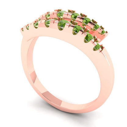 0.235 cttw Natural Peridot Round Cut Rose Gold Eternity Wedding Band