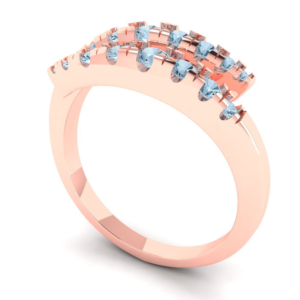 0.235 cttw Natural Aquamarine Round Cut Rose Gold Eternity Wedding Band