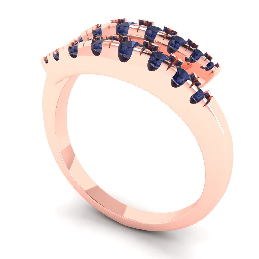 0.235 cttw Simulated Blue Sapphire Round Cut Rose Gold Eternity Wedding Band