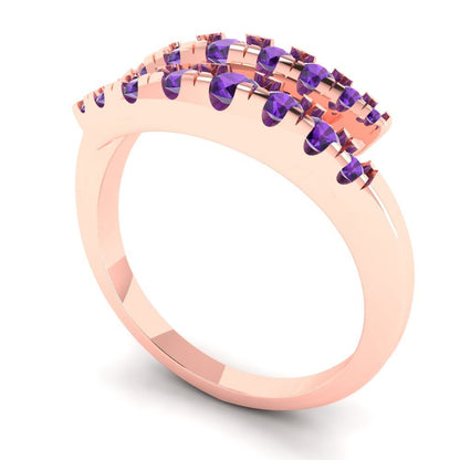 0.235 cttw Natural Amethyst Round Cut Rose Gold Eternity Wedding Band
