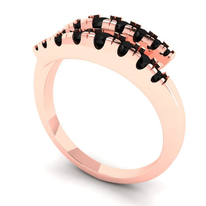0.235 cttw Natural Onyx Round Cut Rose Gold Eternity Wedding Band