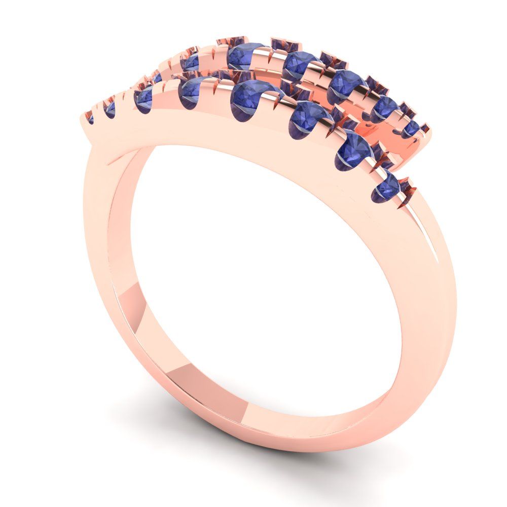 0.235 cttw Simulated Tanzanite Round Cut Rose Gold Eternity Wedding Band