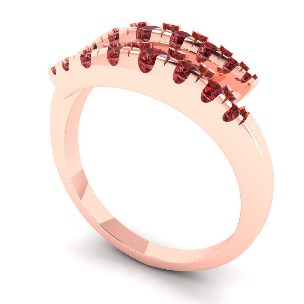 0.235 cttw Natural Garnet Round Cut Rose Gold Eternity Wedding Band