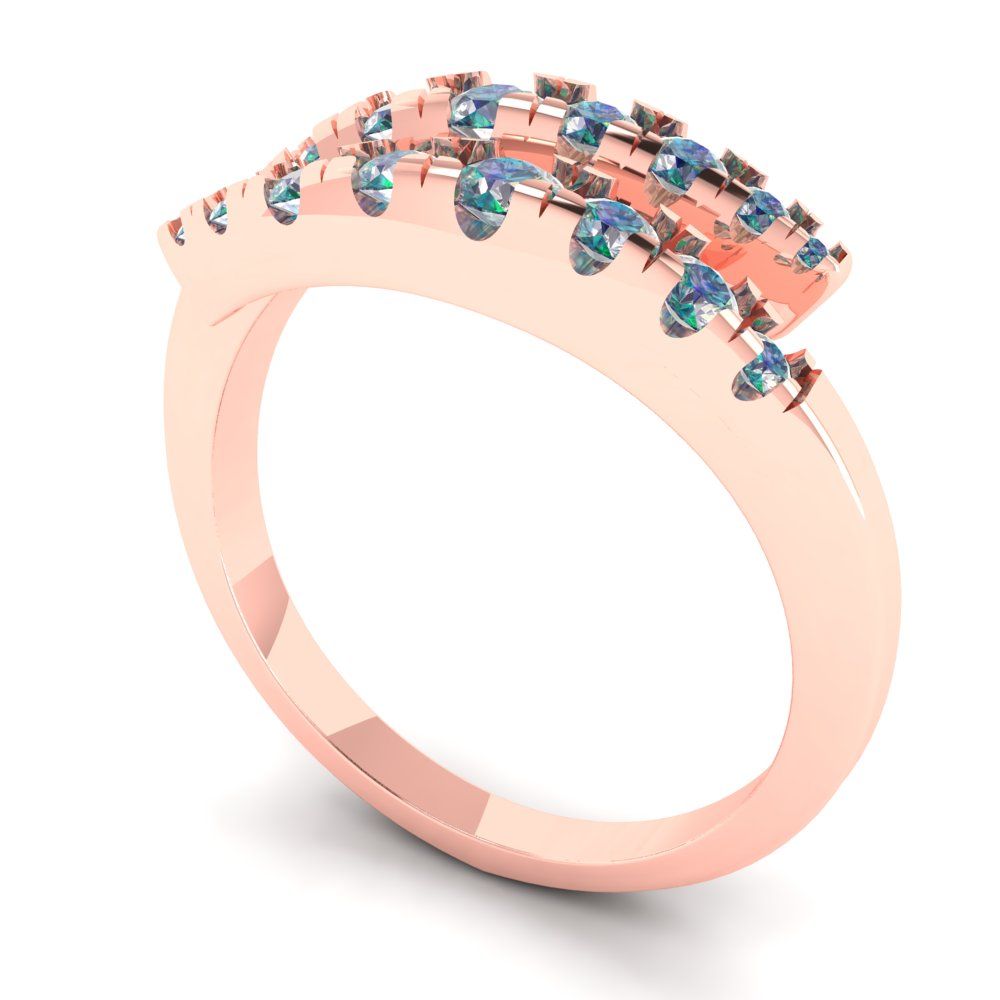 0.235 cttw Blue Moissanite Round Cut Rose Gold Eternity Wedding Band