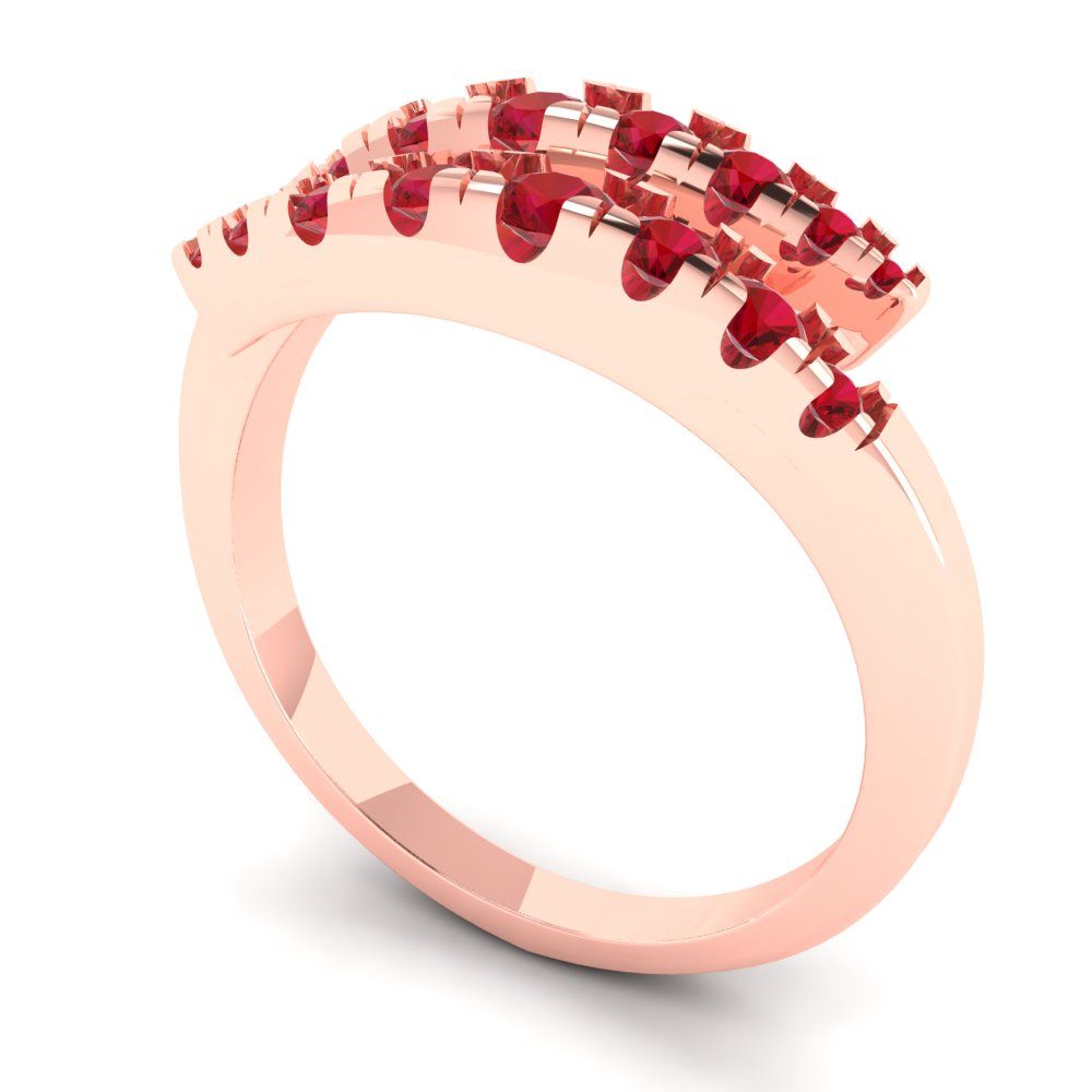 0.235 cttw Simulated Ruby Round Cut Rose Gold Eternity Wedding Band