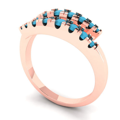 0.235 cttw Simulated Turquoise Round Cut Rose Gold Eternity Wedding Band