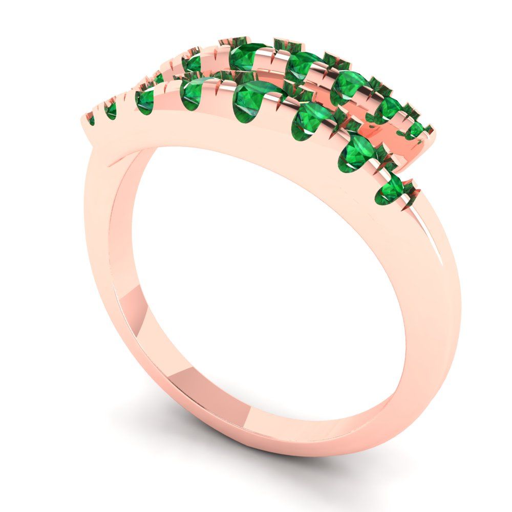0.235 cttw Simulated Emerald Round Cut Rose Gold Eternity Wedding Band