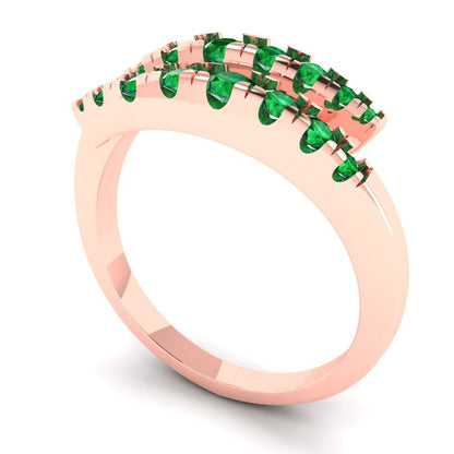 0.235 cttw Simulated Emerald Round Cut Rose Gold Eternity Wedding Band