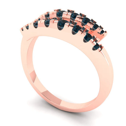 0.235 cttw Natural London Blue Topaz Round Cut Rose Gold Eternity Wedding Band