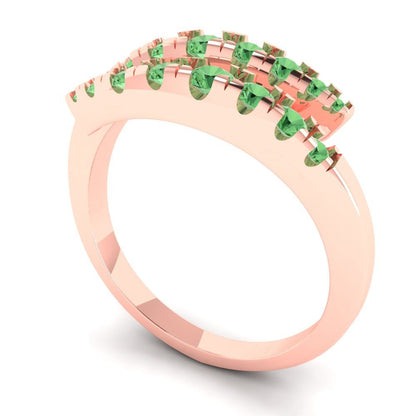 0.235 cttw Simulated Green Diamond Round Cut Rose Gold Eternity Wedding Band