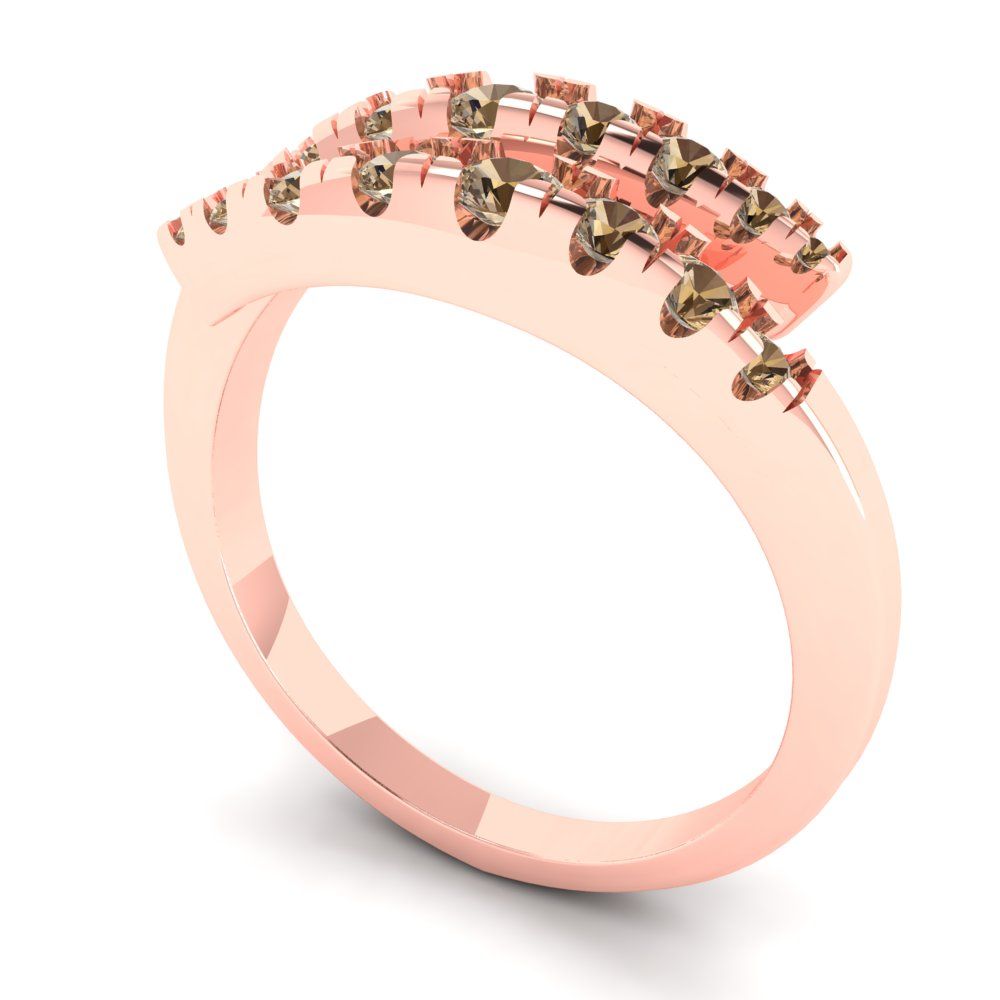 0.235 cttw Simulated Champagne Diamond Round Cut Rose Gold Eternity Wedding Band