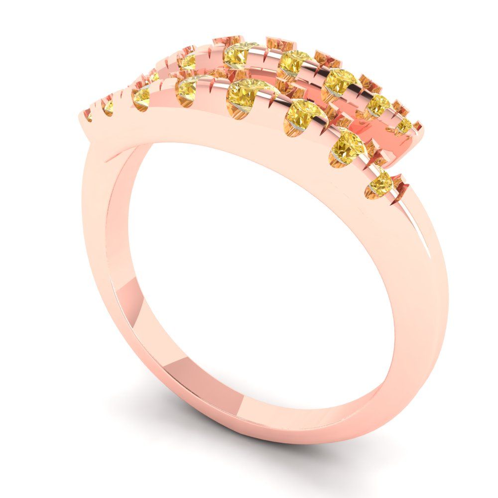 0.235 cttw Simulated Yellow Diamond Round Cut Rose Gold Eternity Wedding Band