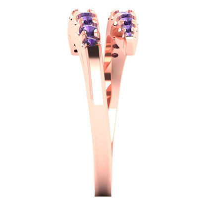 0.235 cttw Simulated Alexandrite Round Cut Rose Gold Eternity Wedding Band
