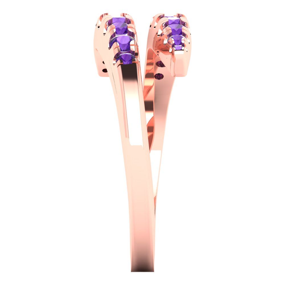 0.235 cttw Natural Amethyst Round Cut Rose Gold Eternity Wedding Band