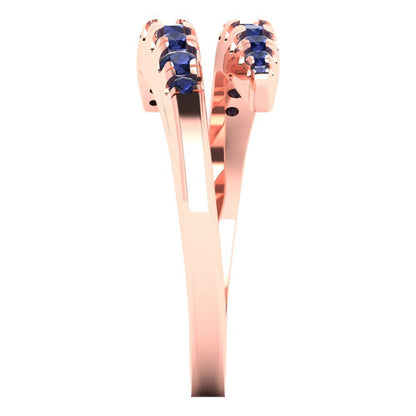 0.235 cttw Simulated Blue Sapphire Round Cut Rose Gold Eternity Wedding Band