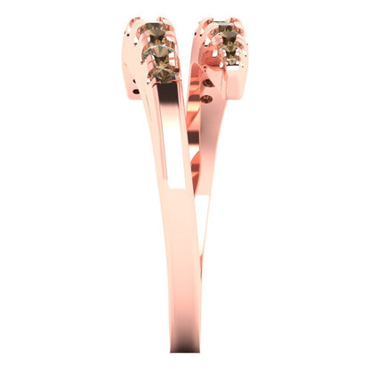 0.235 cttw Simulated Champagne Diamond Round Cut Rose Gold Eternity Wedding Band