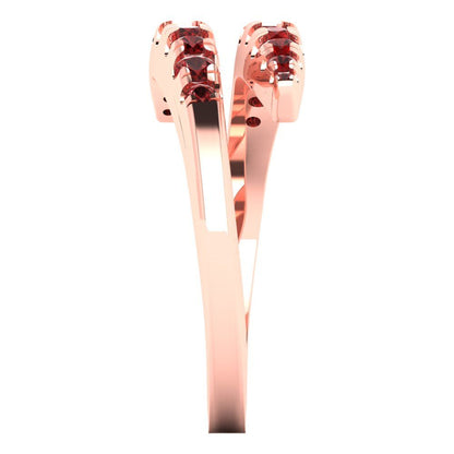 0.235 cttw Natural Garnet Round Cut Rose Gold Eternity Wedding Band