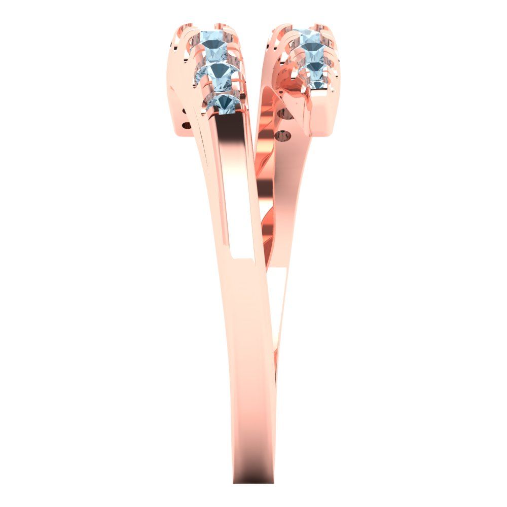 0.235 cttw Natural Sky Blue Topaz Round Cut Rose Gold Eternity Wedding Band