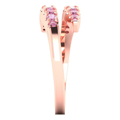 0.235 cttw Simulated Pink Diamond Round Cut Rose Gold Eternity Wedding Band