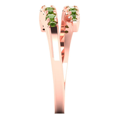 0.235 cttw Natural Peridot Round Cut Rose Gold Eternity Wedding Band