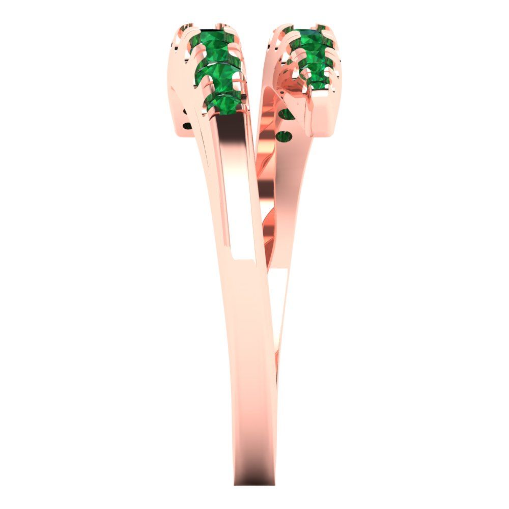 0.235 cttw Simulated Emerald Round Cut Rose Gold Eternity Wedding Band