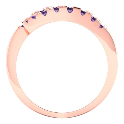 0.235 cttw Simulated Alexandrite Round Cut Rose Gold Eternity Wedding Band