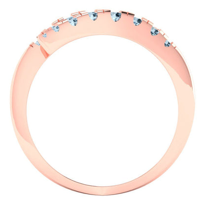 0.235 cttw Natural Swiss Blue Topaz Round Cut Rose Gold Eternity Wedding Band