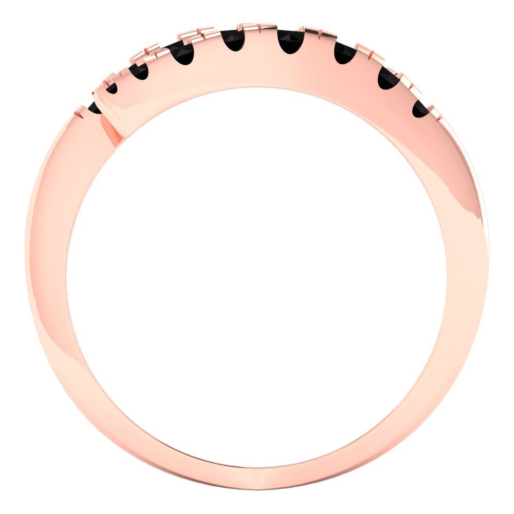 0.235 cttw Natural Onyx Round Cut Rose Gold Eternity Wedding Band