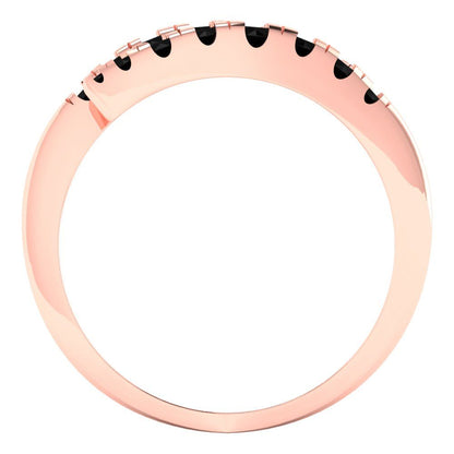0.235 cttw Natural Onyx Round Cut Rose Gold Eternity Wedding Band