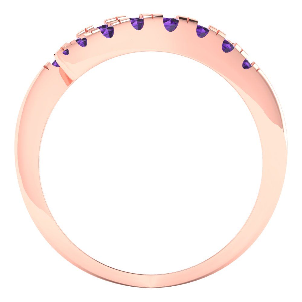 0.235 cttw Natural Amethyst Round Cut Rose Gold Eternity Wedding Band