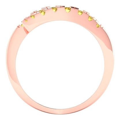 0.235 cttw Simulated Yellow Diamond Round Cut Rose Gold Eternity Wedding Band