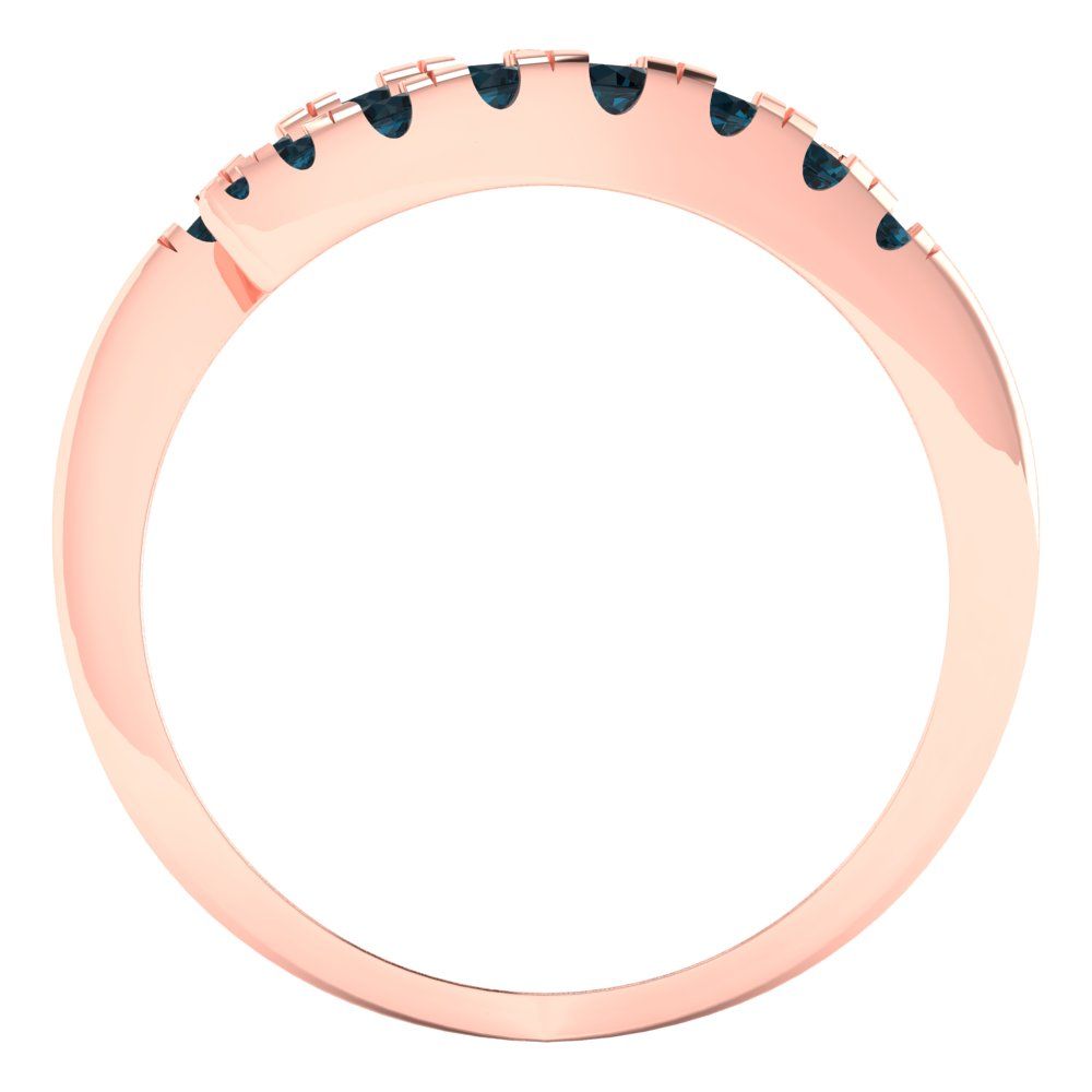 0.235 cttw Natural London Blue Topaz Round Cut Rose Gold Eternity Wedding Band