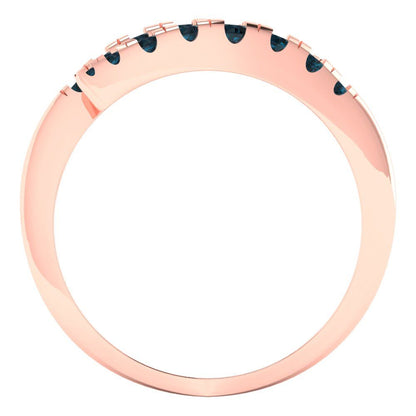 0.235 cttw Natural London Blue Topaz Round Cut Rose Gold Eternity Wedding Band