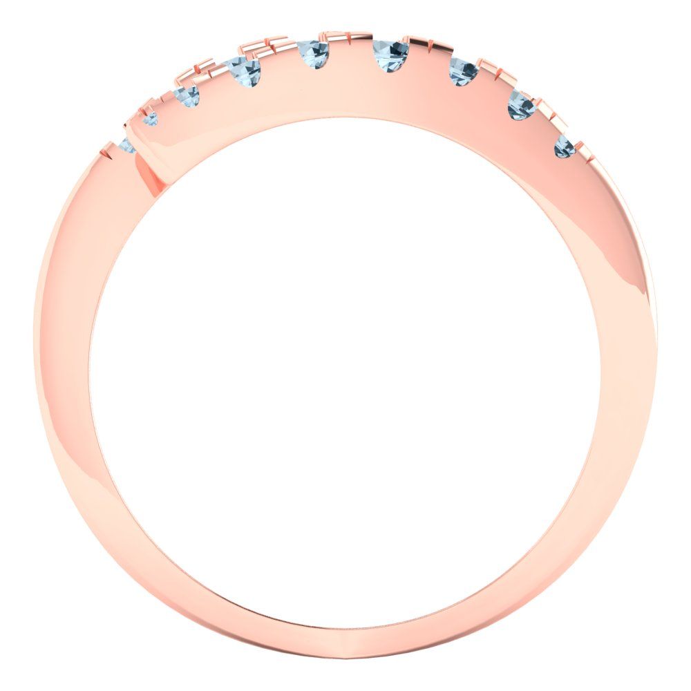 0.235 cttw Natural Aquamarine Round Cut Rose Gold Eternity Wedding Band