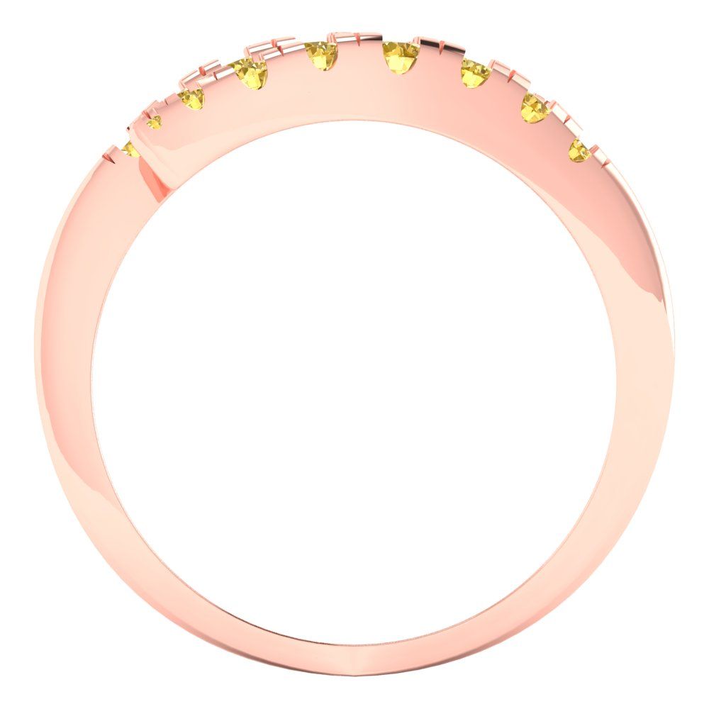 0.235 cttw Natural Citrine Round Cut Rose Gold Eternity Wedding Band